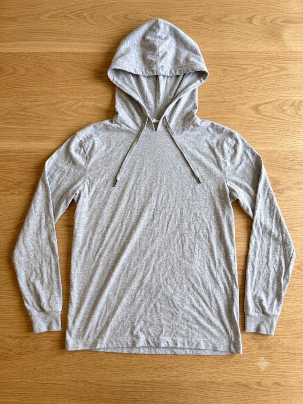 Heather Grey Lightweight Long Sleeve Hooded Tee / Thin Hoodie - Picture 2 of 5